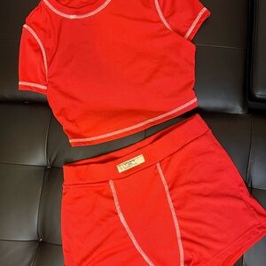 Red Two-Piece Set SHEIN